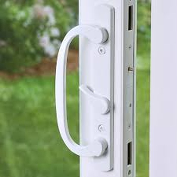 White sliding door handle and lock hardware